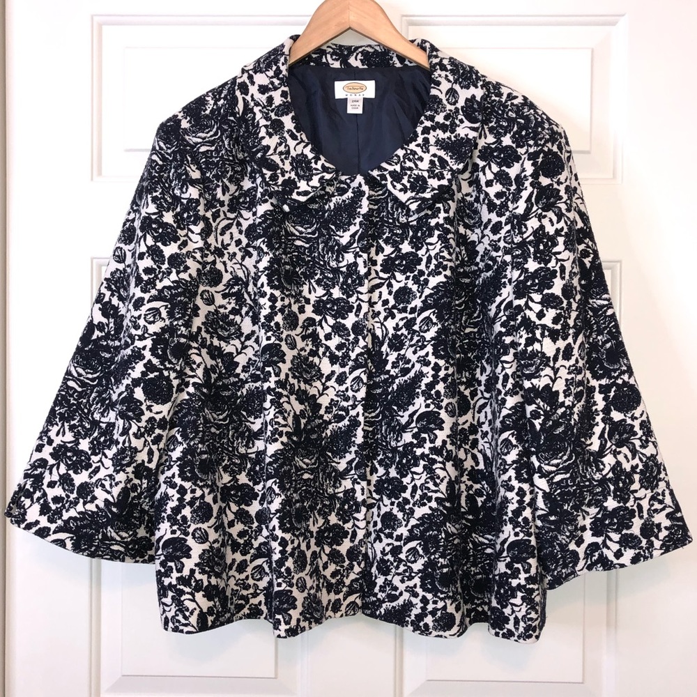 Talbots Black and White Floral Blazer
